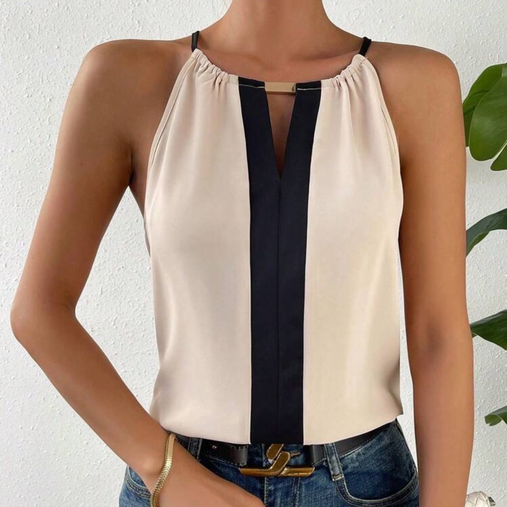 SHEIN neck tie blouse